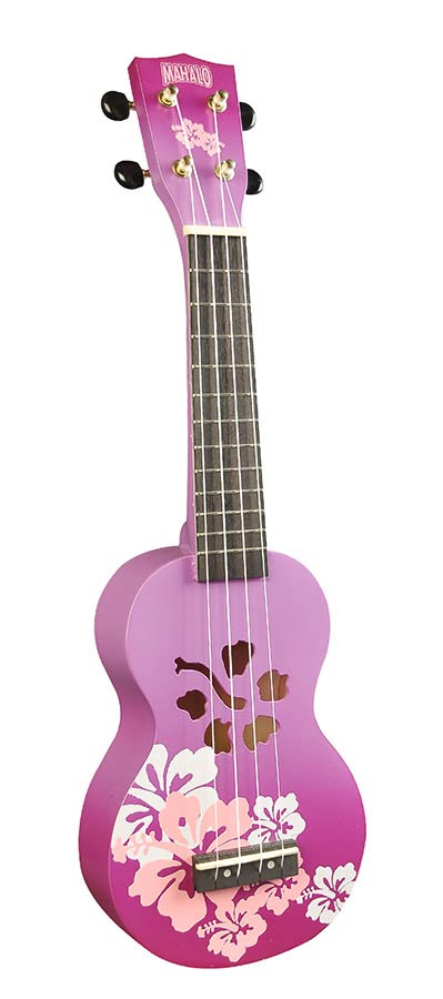 Mahalo MD1HBPPB ukelele "Hibiscus" met tas