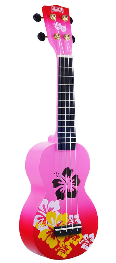 Mahalo MD1HBRDB ukelele "Hibiscus" met tas