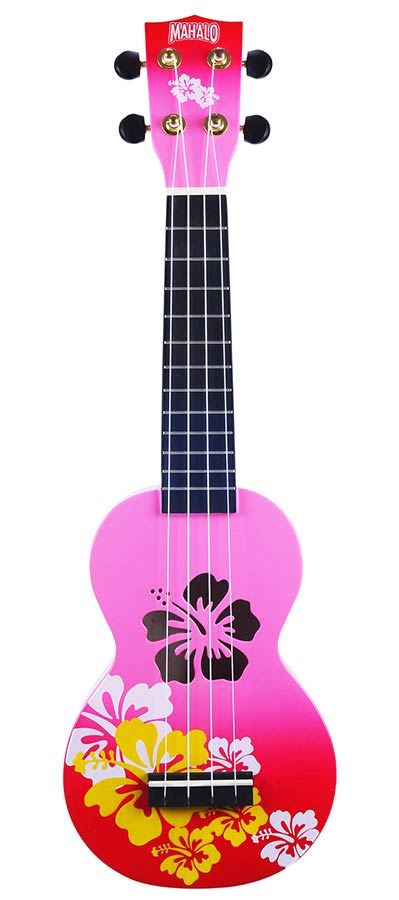 Mahalo MD1HBRDB ukelele "Hibiscus" met tas